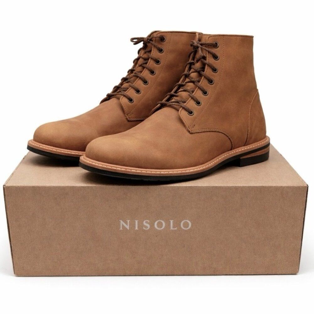 Nisolo Andres All-Weather Boots Tobacco Leather Men’s 9 Lace Up
